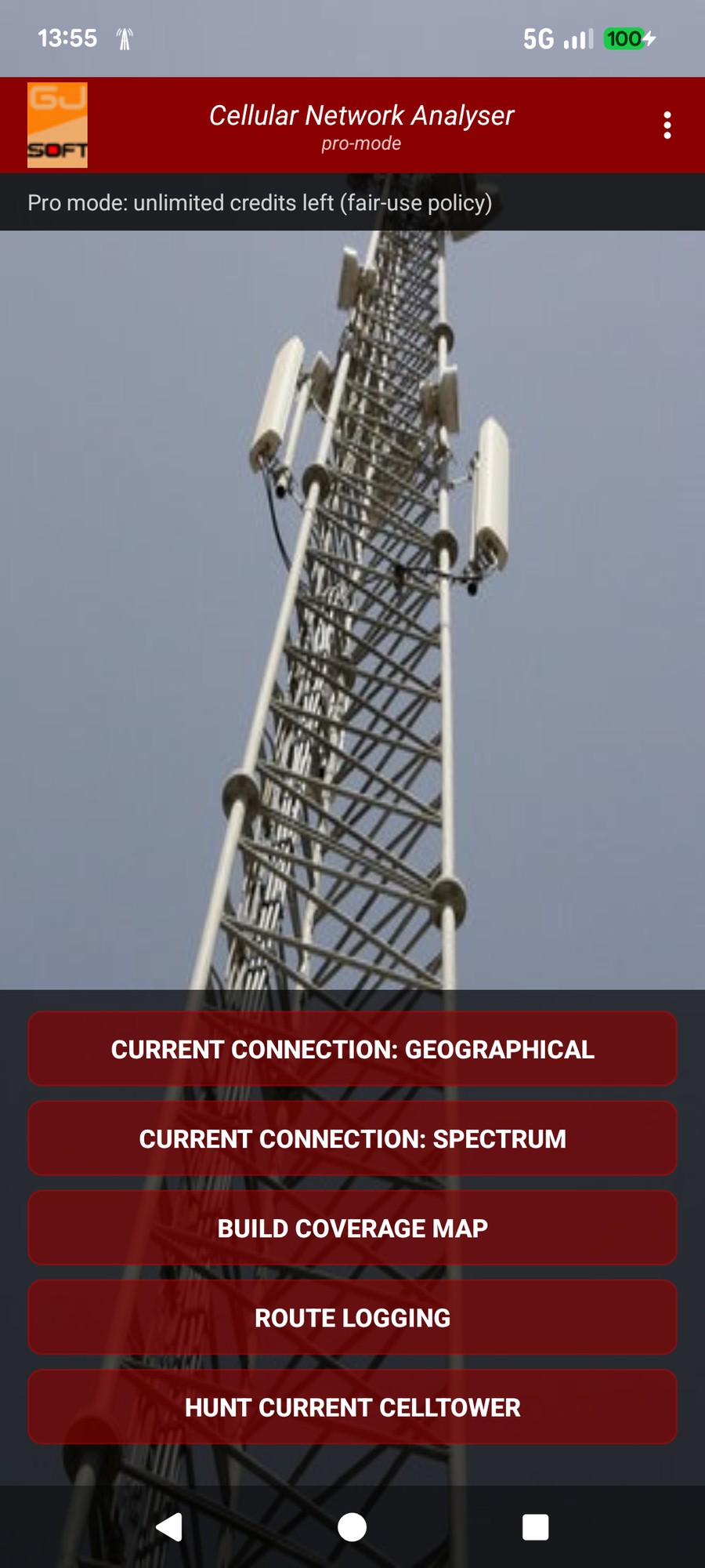 CNA main screen with its five buttons