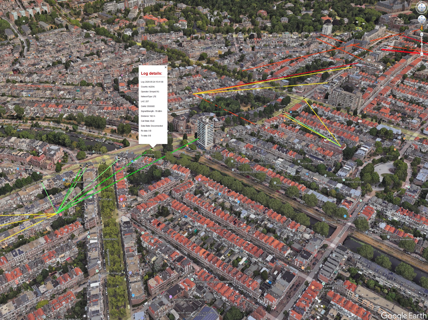 A second route-log KMZ example in Google Earth