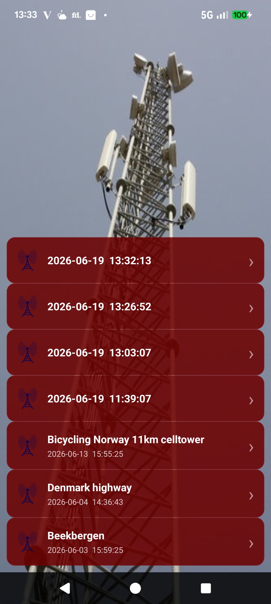 List of stored route logs