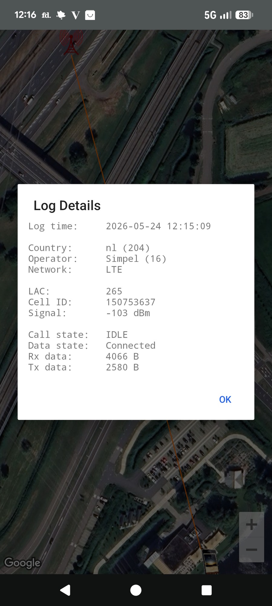 Tapping a tower shows a focused set of details